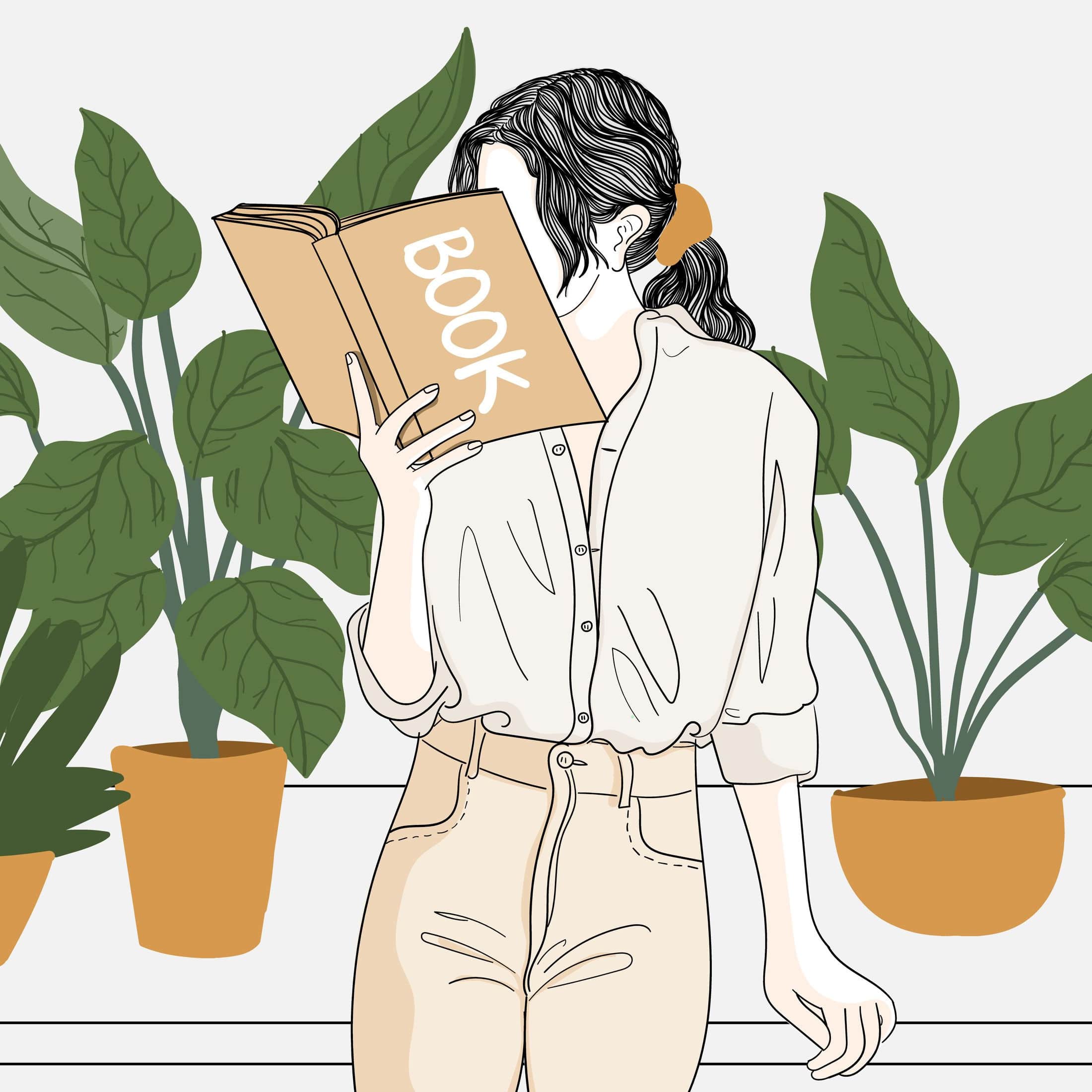 本を読む女性のイラスト